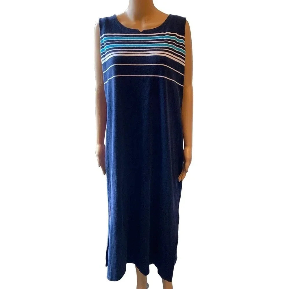 VTG Y2K Jone Wear Sport Cotton Beach Casual Tank Sun Maxi Dress women plus Sz 1X